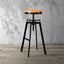 Artiss Adjustable Height Swivel Bar Stool - Black and Wood