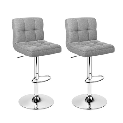 Artiss Set of 2 Fabric Swivel Bar Stools - Grey