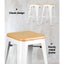 Artiss Set of 2 Metal and Bamboo Bar Stools - White