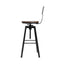 Artiss Rustic Industrial Style Metal Bar Stool - Black and Wood