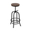 Artiss Bar Stool Industrial Round Seat Wood Metal - Black and Brown