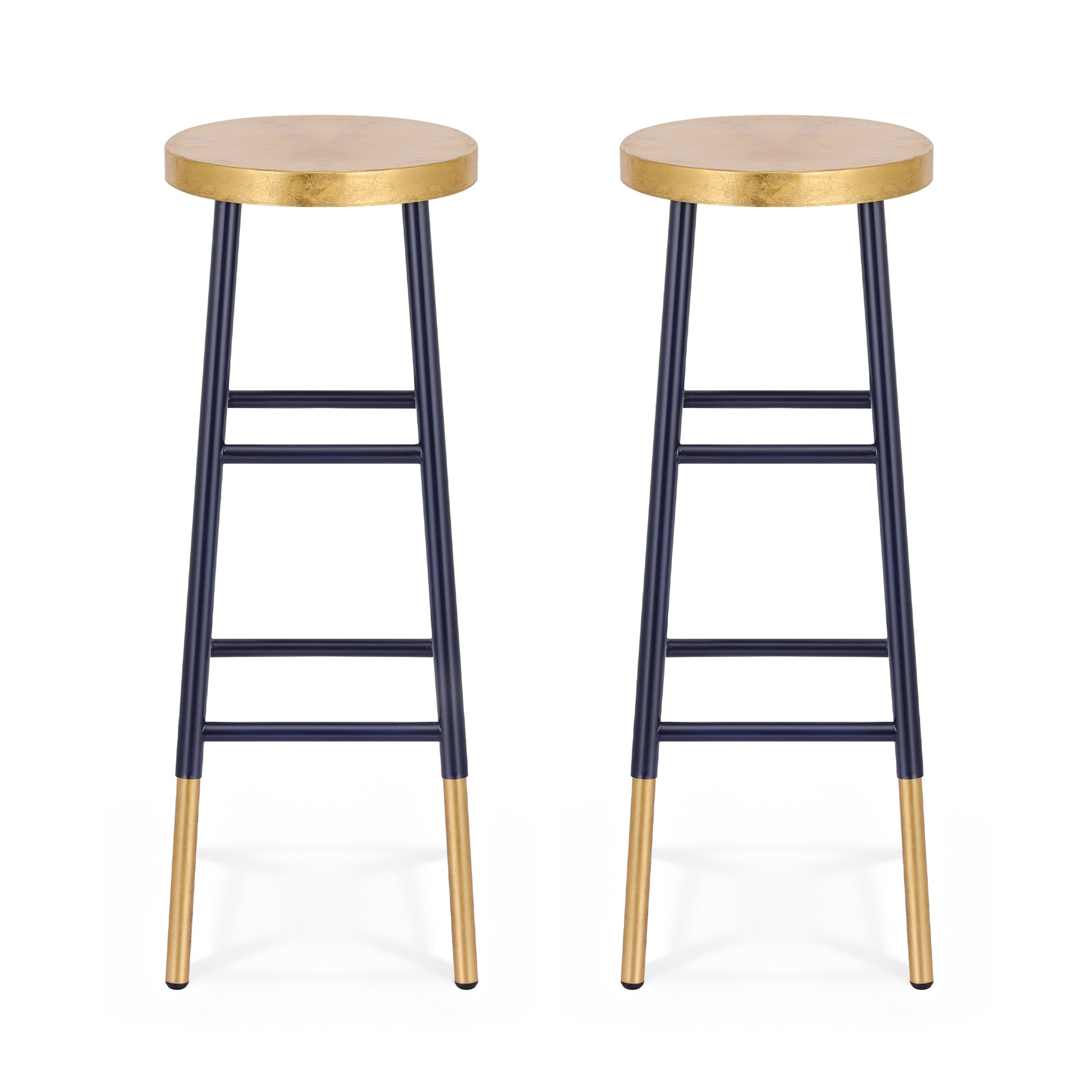 Artiss 2x Bar Stools Metal Gold Navy