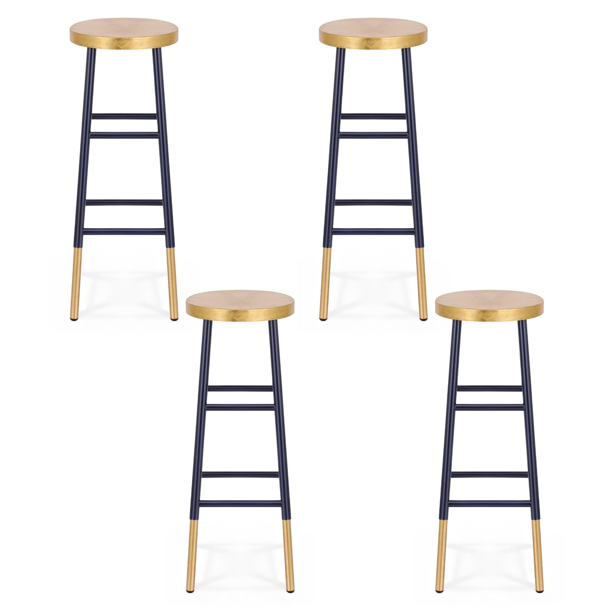 Artiss 4x Bar Stools Metal Gold Navy