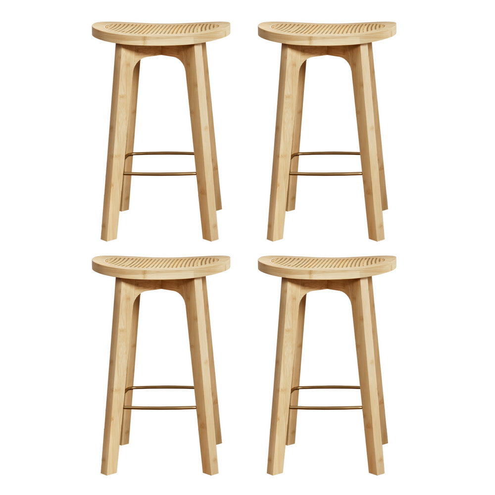 Artiss 4x Bar Stools Bamboo Rattan Stool Counter Chair Kitchen Barstools