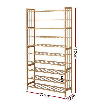 Artiss 10-Tier Bamboo Shoe Rack Wooden Shelf Stand Storage Organizer