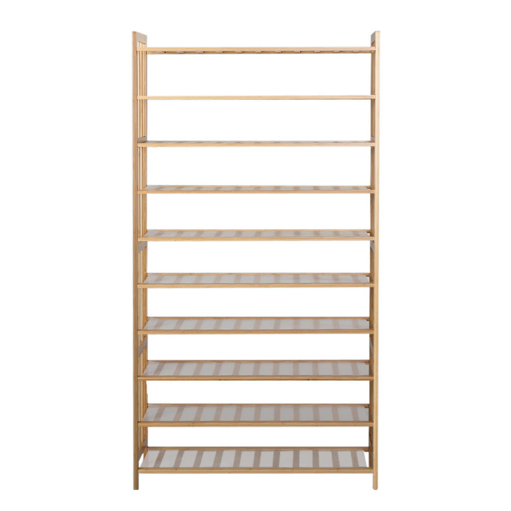 Artiss 10-Tier Bamboo Shoe Rack Wooden Shelf Stand Storage Organizer