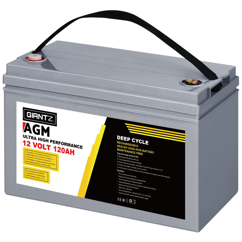 Giantz AGM Deep Cycle Battery 12V 120Ah Marine Sealed Power Portable Box Sola