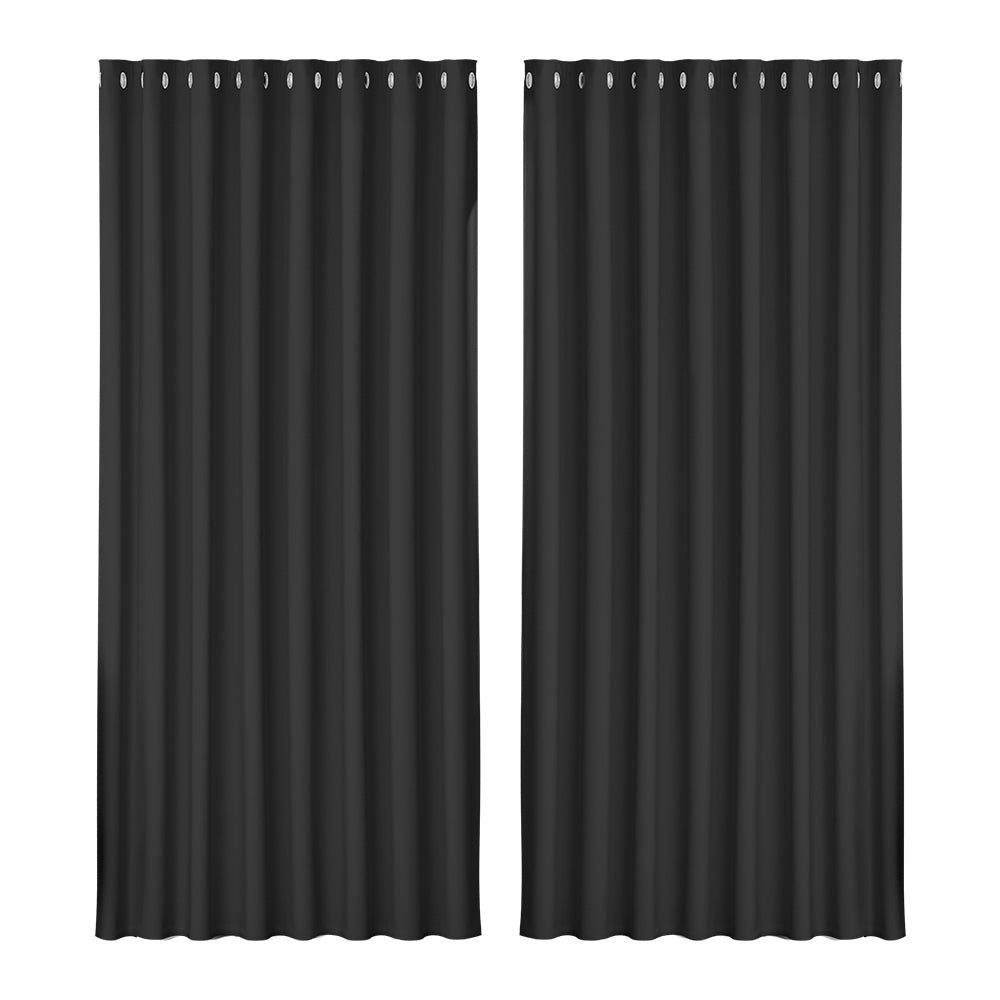 Artiss 2X Blockout Curtains Blackout Window Curtain Eyelet 300x230cm Black