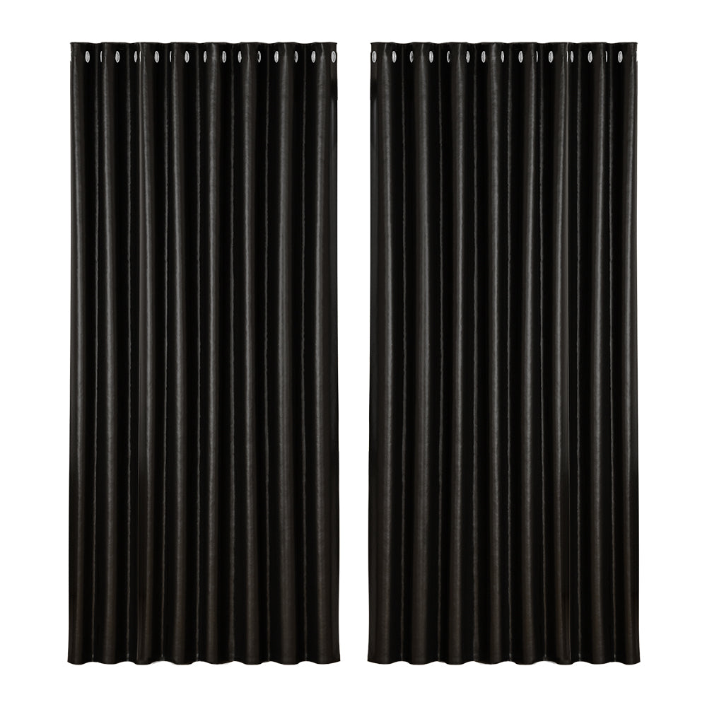 Artiss 2X Blockout Curtains Blackout Window Curtain Eyelet 300x230cm Black