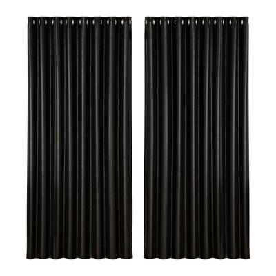 Artiss 2X Blockout Curtains Blackout Window Curtain Eyelet 300x230cm Black