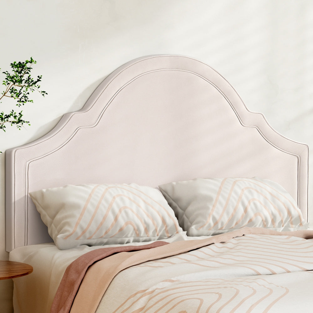 Artiss Bed Head Headboard Queen Velvet IRIS Beige