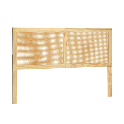 Artiss Bed Head Queen Size Rattan - RIBO Pine