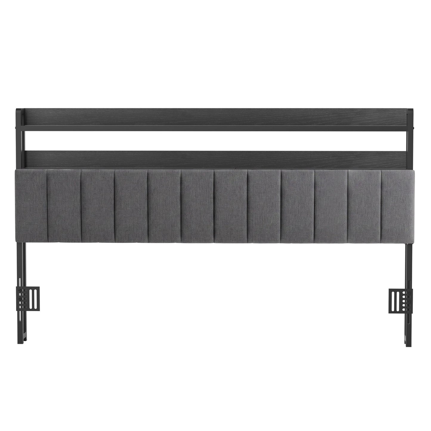 Artiss King Headboard Charging Station Storage LED Light Grey Upholstered