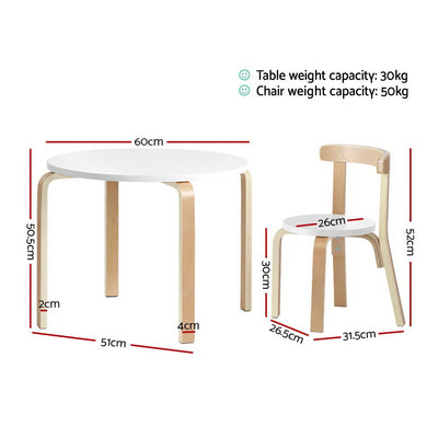 Keezi Nordic Kids Table Chair Set 3PC Desk Activity Study Play Children Modern