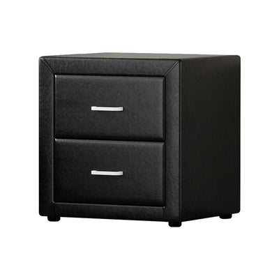 Artiss PVC Leather Bedside Table - Black