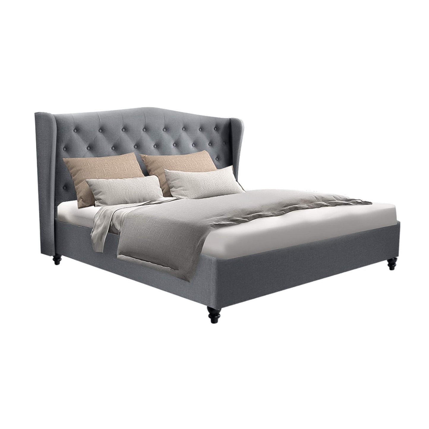 Artiss Pier Bed Frame Fabric - Grey Double