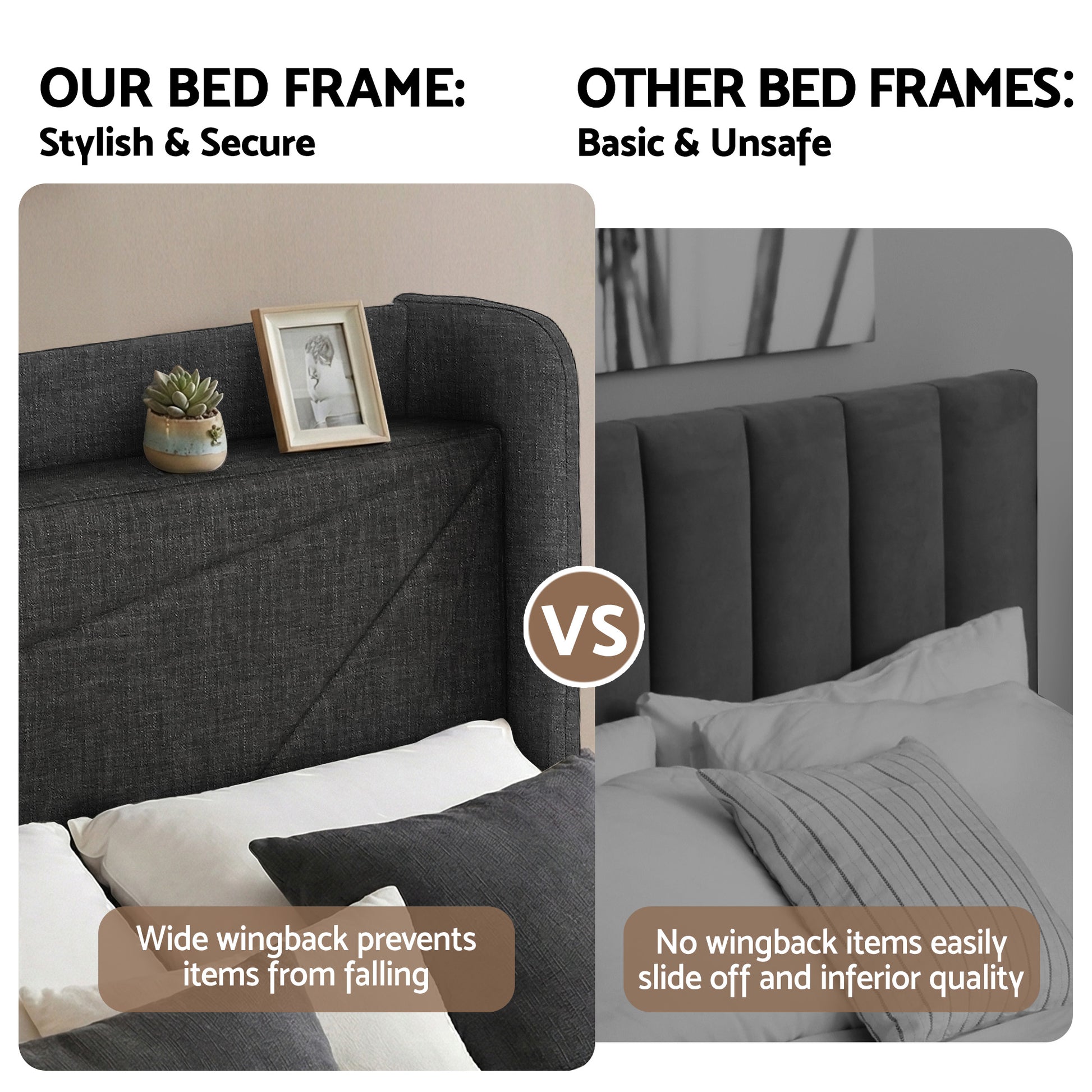 Artiss Double Bed Frame Gas Lift Storage Bed with Charging Ports Upholstered Geometric Headboard Charcoal Grey