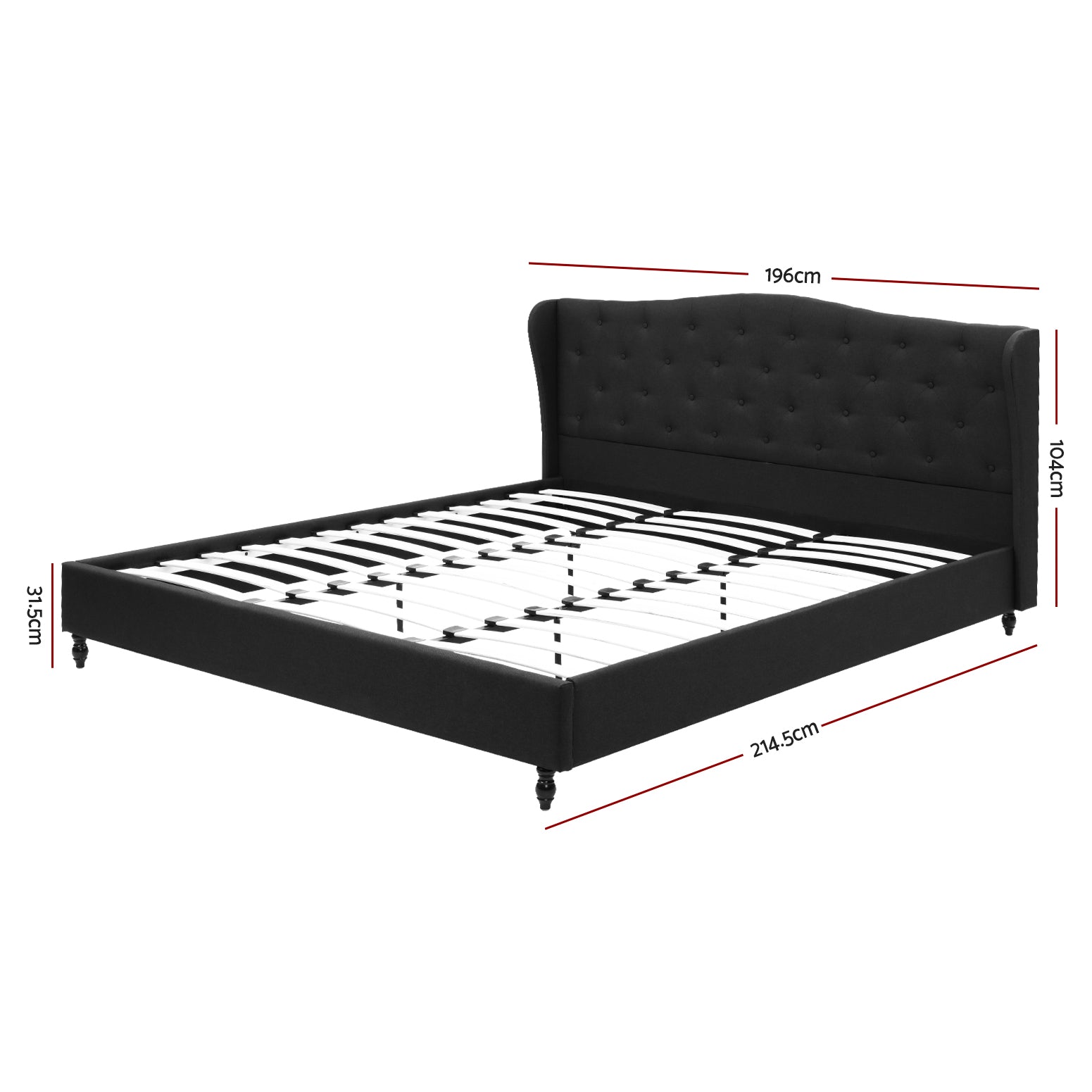 Artiss King Bed Frame Wingback Headboard Charcoal Grey Linen Upholstered Platform Bed Base