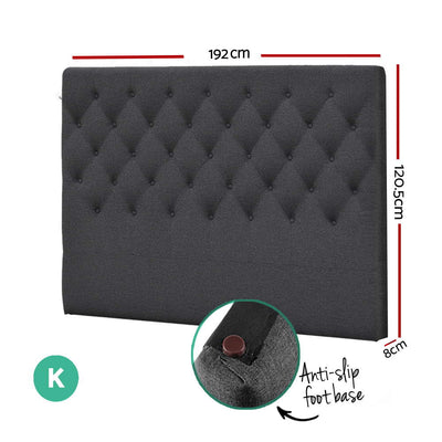 Artiss Bed Head Headboard King Size Fabric - CAPPI Charcoal