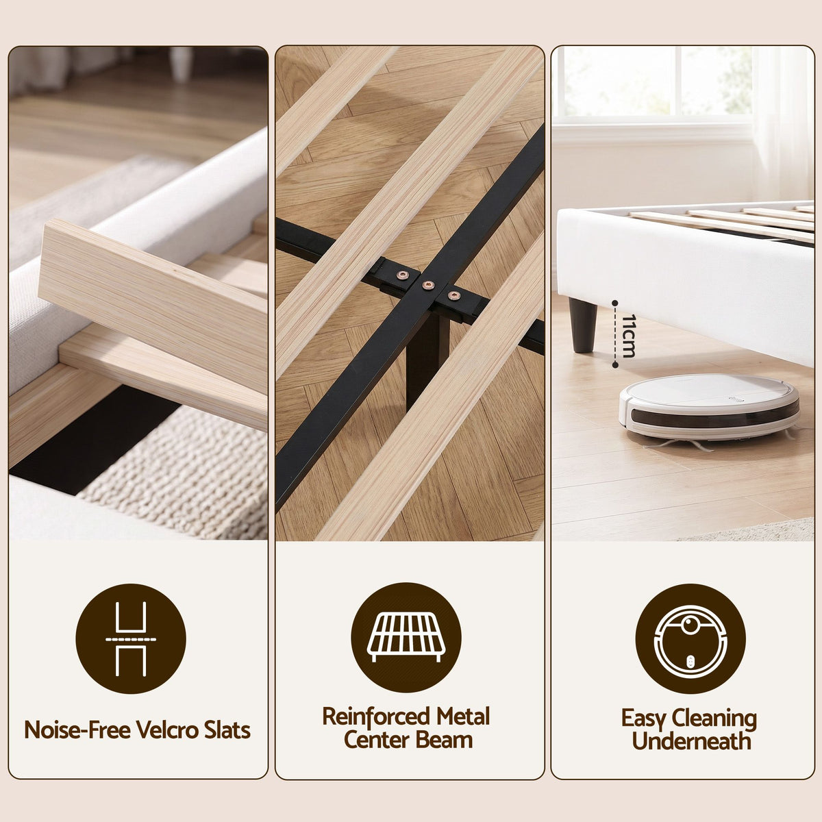 Artiss Double Bed Frame with Adjustable Headboard Platform Base Linen Fabric Charging Ports