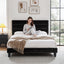 Artiss Double Bed Frame Upholstered Platform Base with Geometric Headboard Black Velvet
