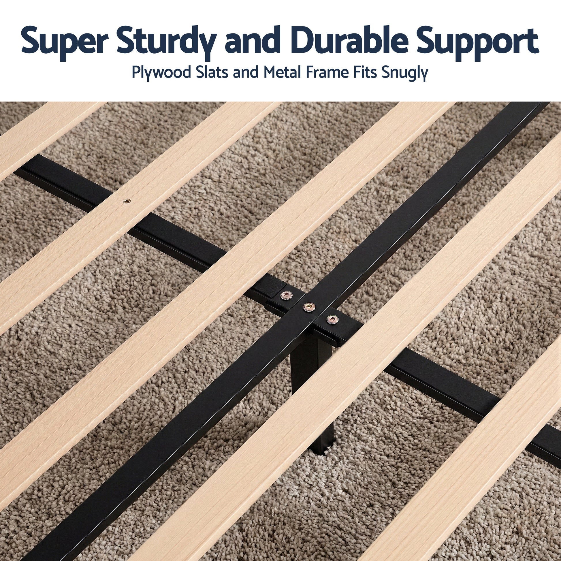 Artiss Double Bed Frame Upholstered Platform Base with Geometric Headboard Black Velvet