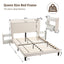 Artiss Queen Bed Frame with USB Charging and Side Storage Shelves Beige