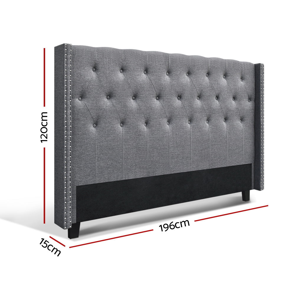 Artiss Bed Head Headboard King Size Fabric - LUCA Grey