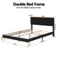 Artiss Double Bed Frame Upholstered Adjustable Headboard Mood Lighting Heavy Duty Black Velvet
