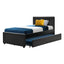 Artiss Trundle Bed Frame King Single Size Black Leather