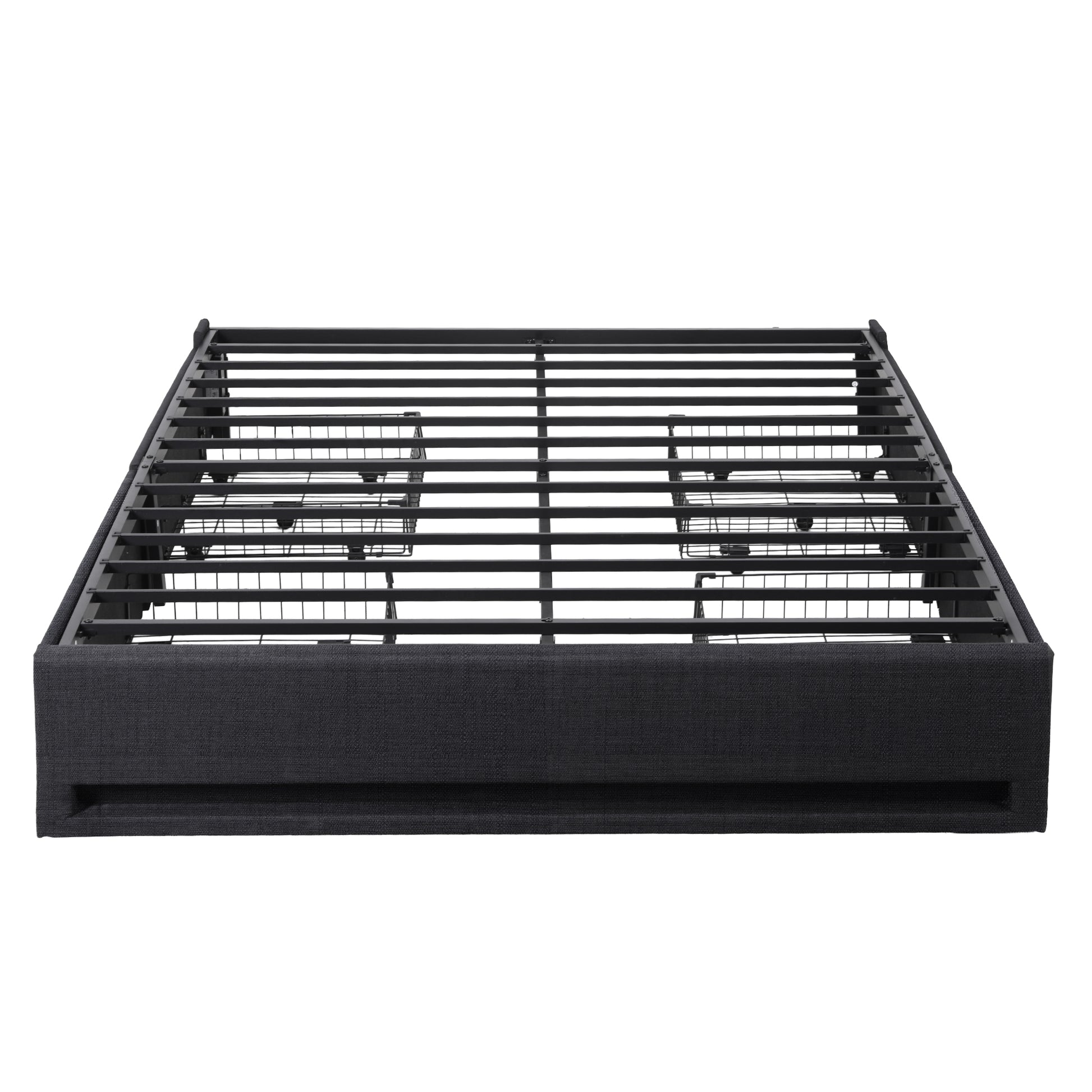 Artiss Double Bed Frame with Storage Drawers RGB Lights Charging Station Upholstered Fabric