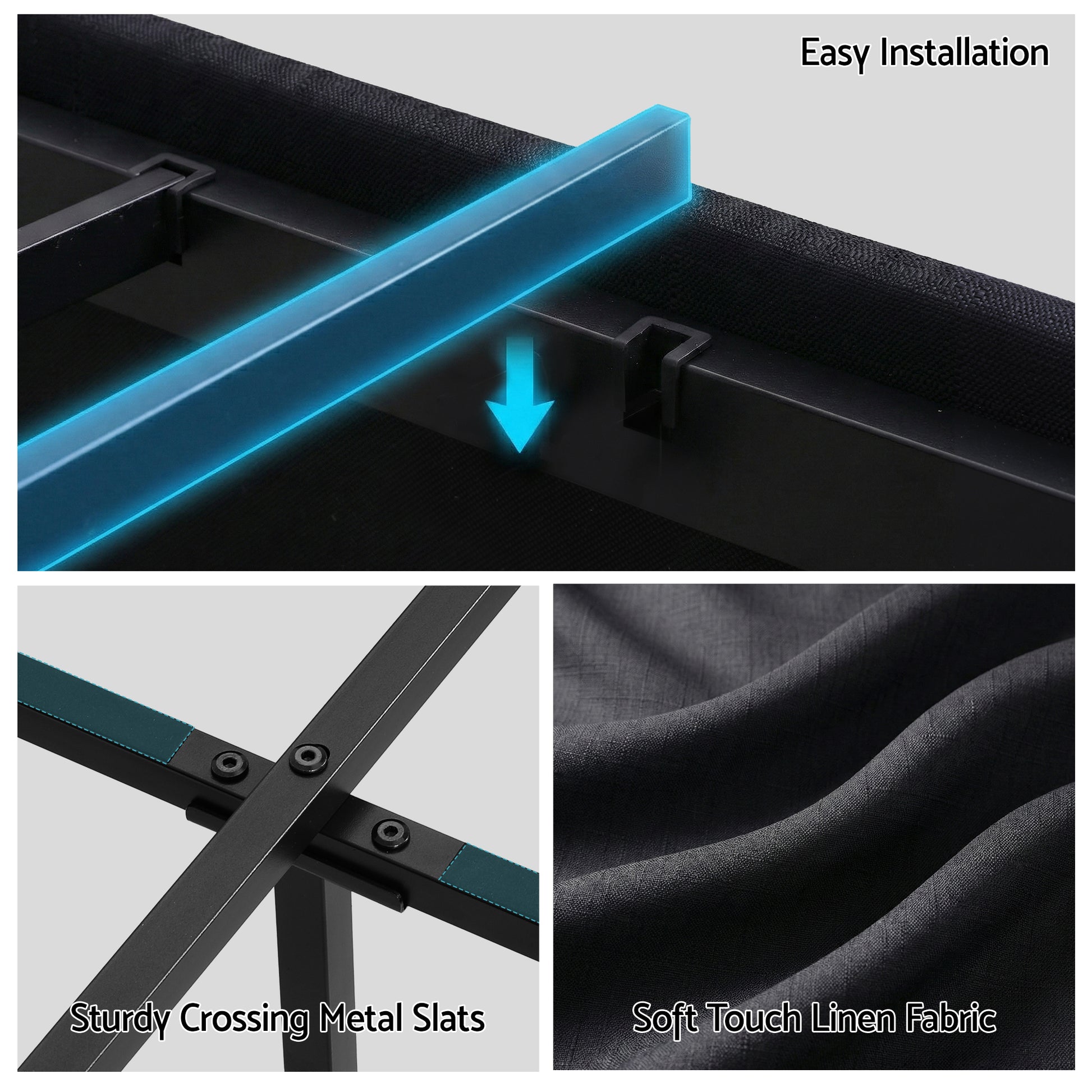 Artiss Double Bed Frame with Storage Drawers RGB Lights Charging Station Upholstered Fabric