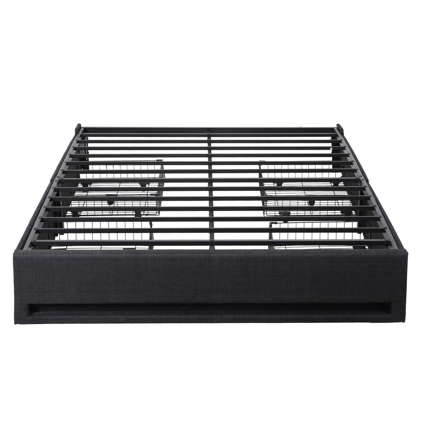 Artiss Queen Bed Frame with Storage Drawers RGB Lights Charging Station Upholstered Fabric