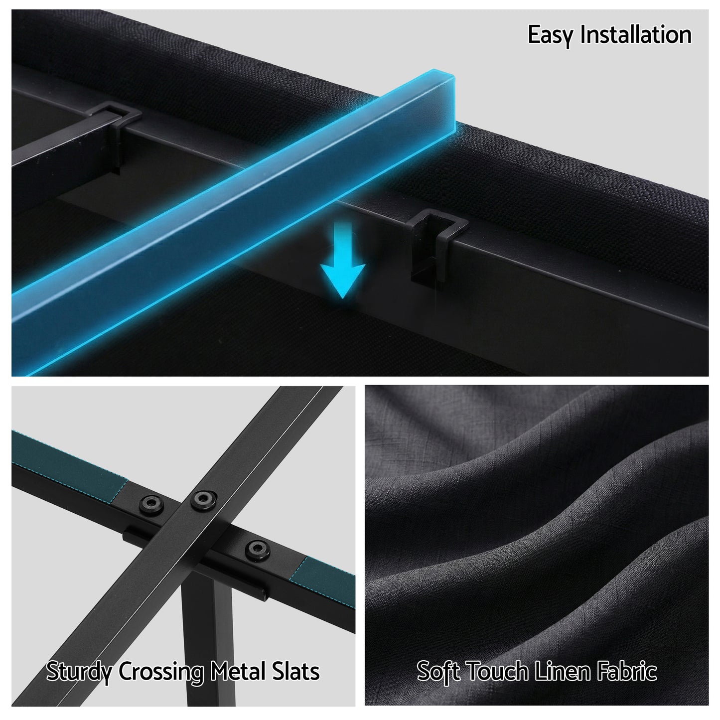 Artiss Queen Bed Frame with Storage Drawers RGB Lights Charging Station Upholstered Fabric