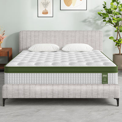 Artiss BedStory King Bed Frame with Mattress Set Platform Base Pocket Coil Linen Upholstered