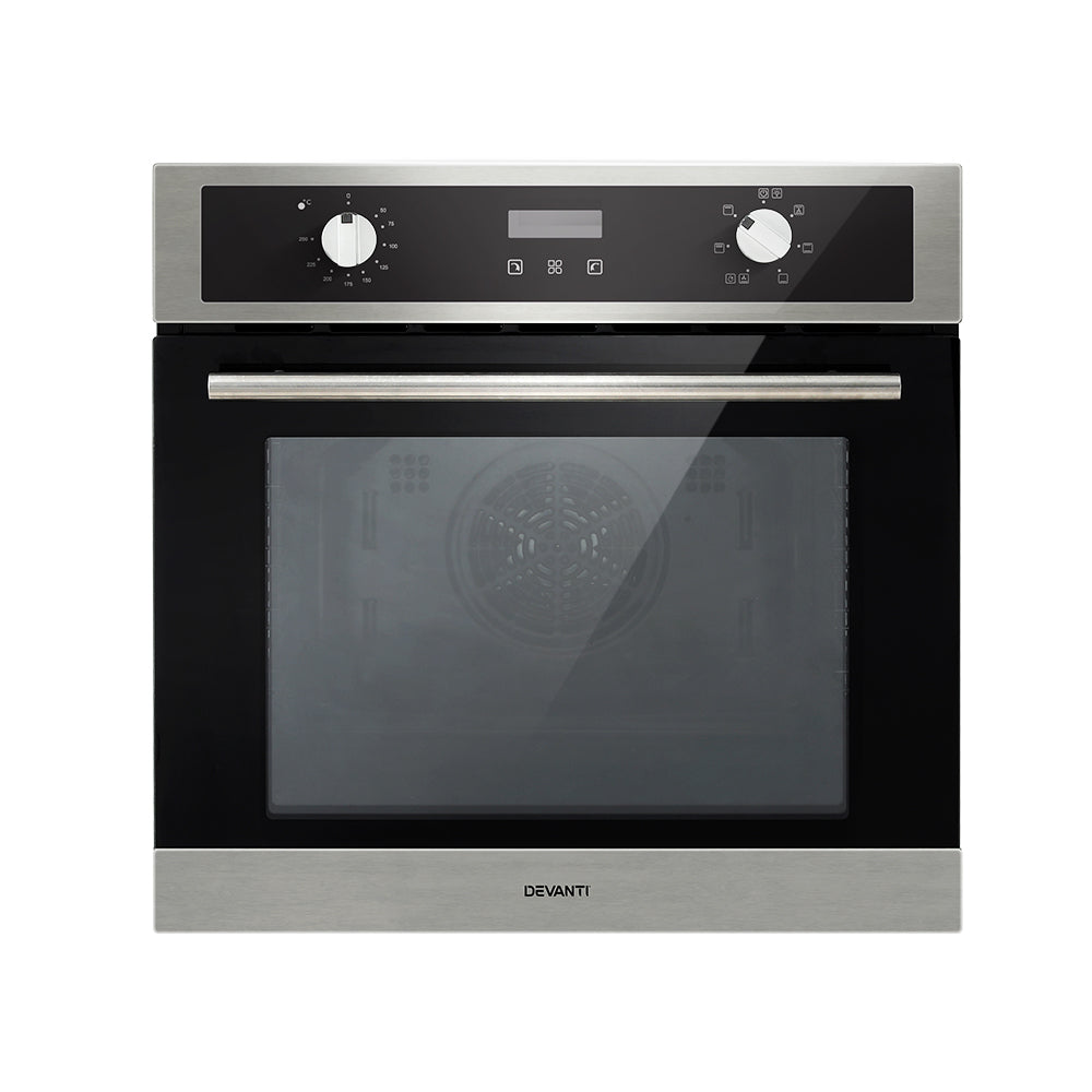 Devanti Electric Built In Wall Oven 80L Convection Grill Ovens Stainless Steel