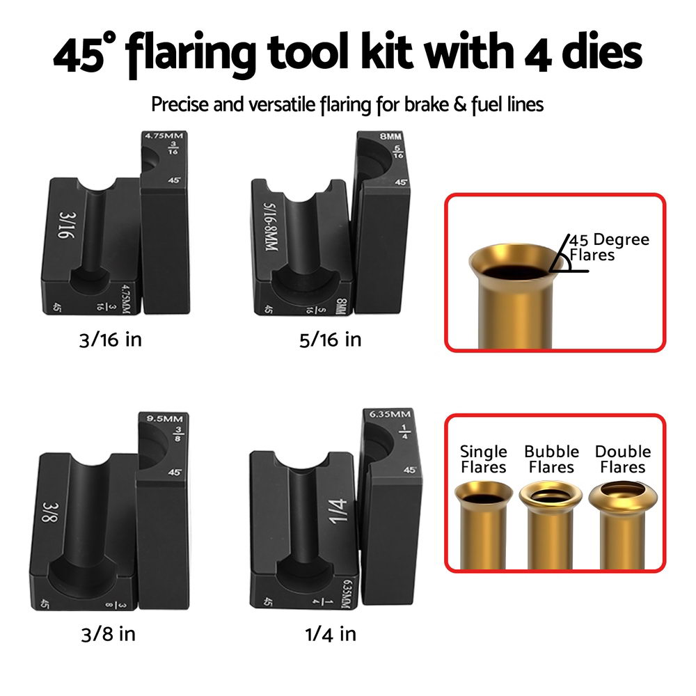 Giantz 45° Brake Line Flaring Tool Kit for 3/16"-3/8" Tubing with Cutter