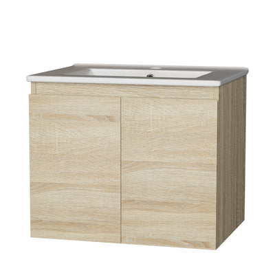 Cefito Vanity Unit Basin Cabinet Storage Bathroom Wall Mounted Ceramic 600mm Oak