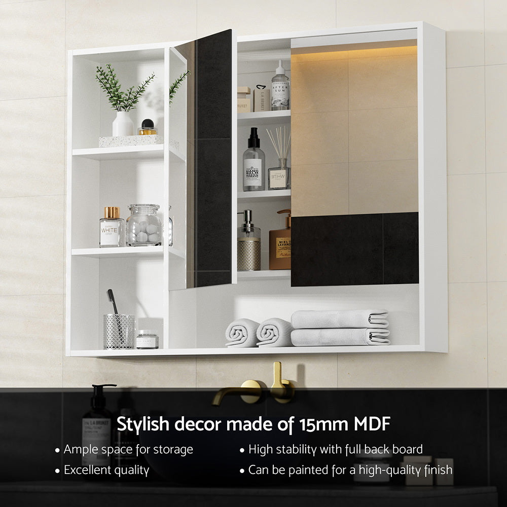 Cefito Bathroom Mirror Cabinet 100CM Vanity Medicine Wall Mounted Storage White
