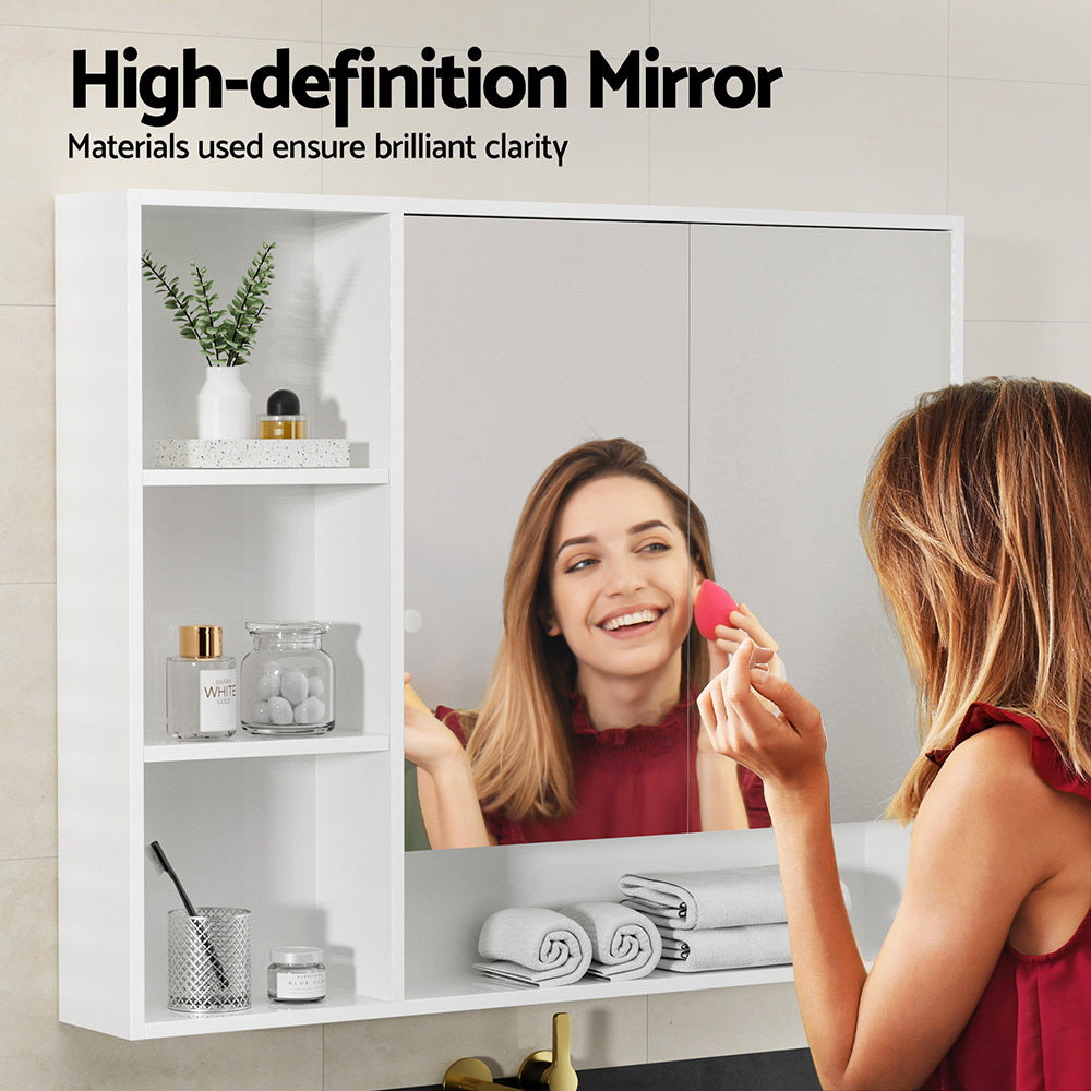 Cefito Bathroom Mirror Cabinet 100CM Vanity Medicine Wall Mounted Storage White