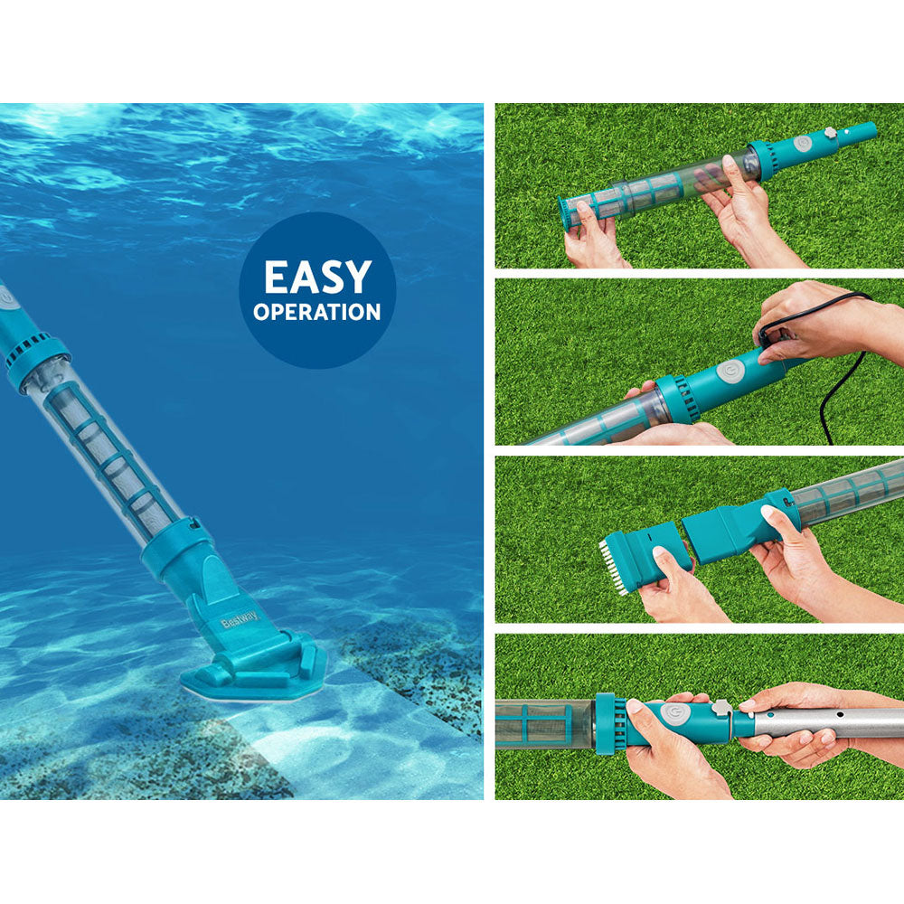 Bestway Pool Cleaner Cordless with Pole Swimming Pool Automatic Vacuum 2.5M