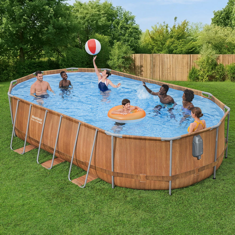 Bestway Swimming Pool Steel Frame Luxury Pool & SPA Massage Set 6.1x3.66x1.22m