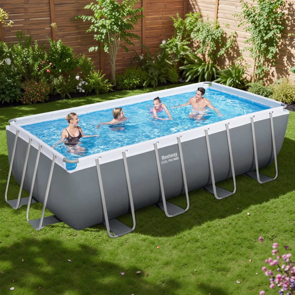 Bestway Swimming Pool Steel Frame Pool Set w/ Filter Pump Ladder Cover 488x244cm