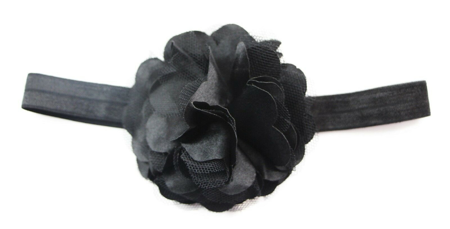 Baby Thin Headband Girl Newborn Toddler Hair Christening Party Flower Black
