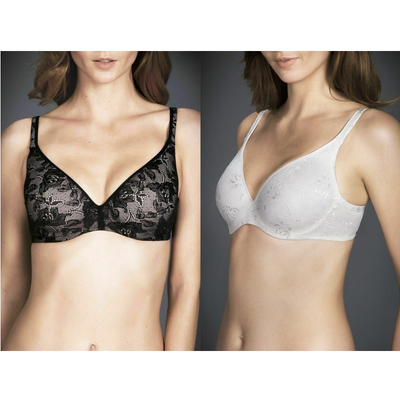 Berlei Womens Lady Barely There Lace Contour Bra Black & Soft Powder Ivory Y238s