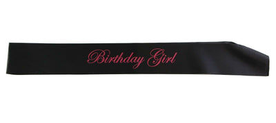 Birthday Girl Sash - Party - Black/Hot Pink Edwardian Font