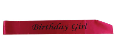 Birthday Girl Sash - Party - Hot Pink/Black Monotype Font