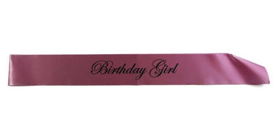 Birthday Girl Sash - Party - Light Pink/Black Edwardian Font