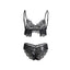 Black Lace Lingerie Set Bra and Panty Ensemble Sheer 2 Pce Temptation Underwear