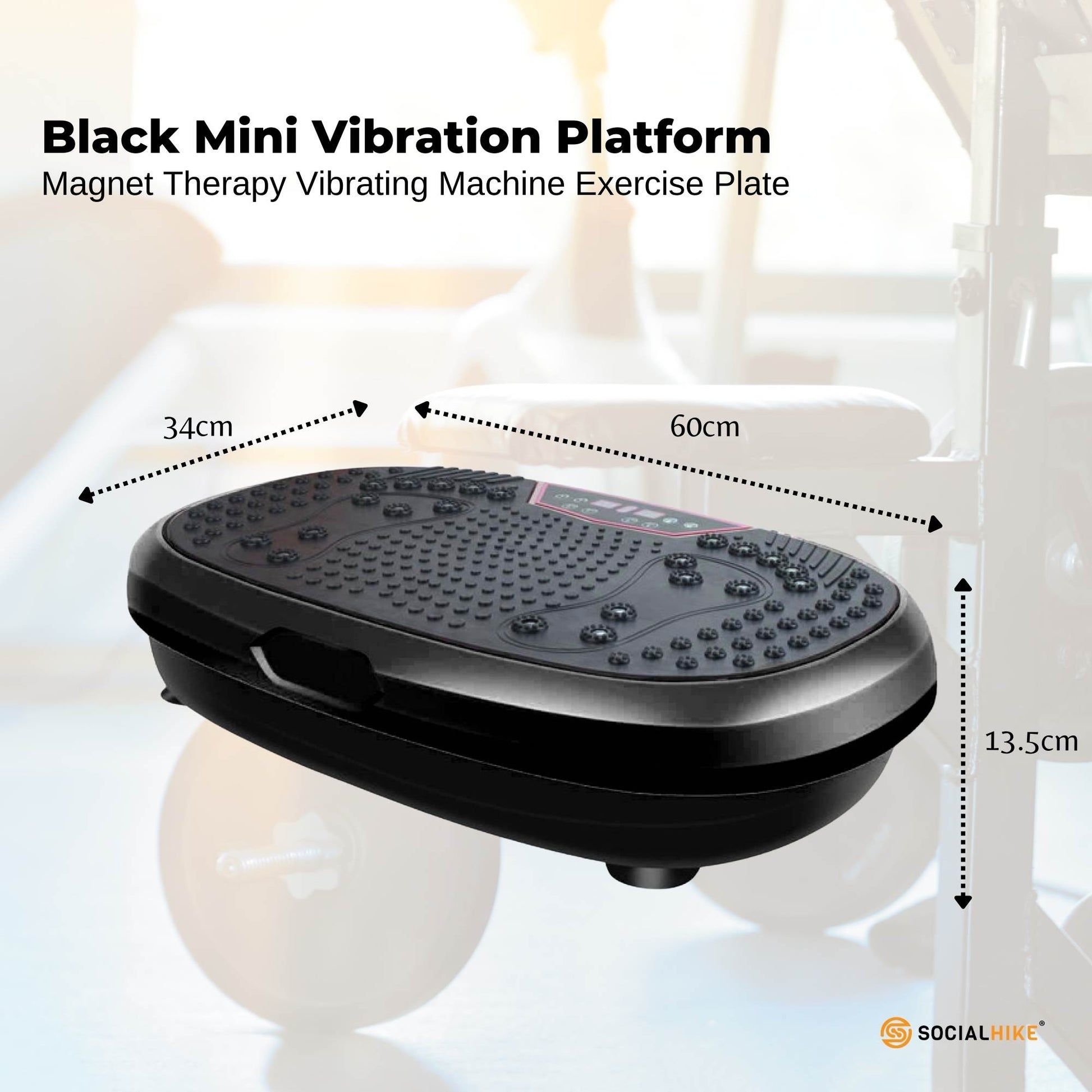 Black Mini Vibration Platform - Magnet Therapy Vibrating Machine Exercise Plate